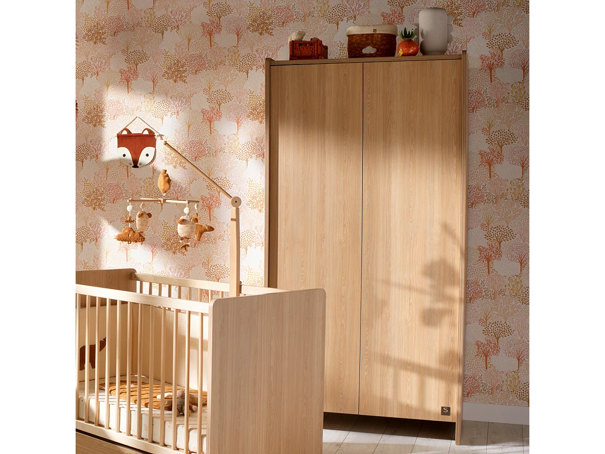 Armoire 2 portes en bois décor chêne miel CANNELLE - Sauthon