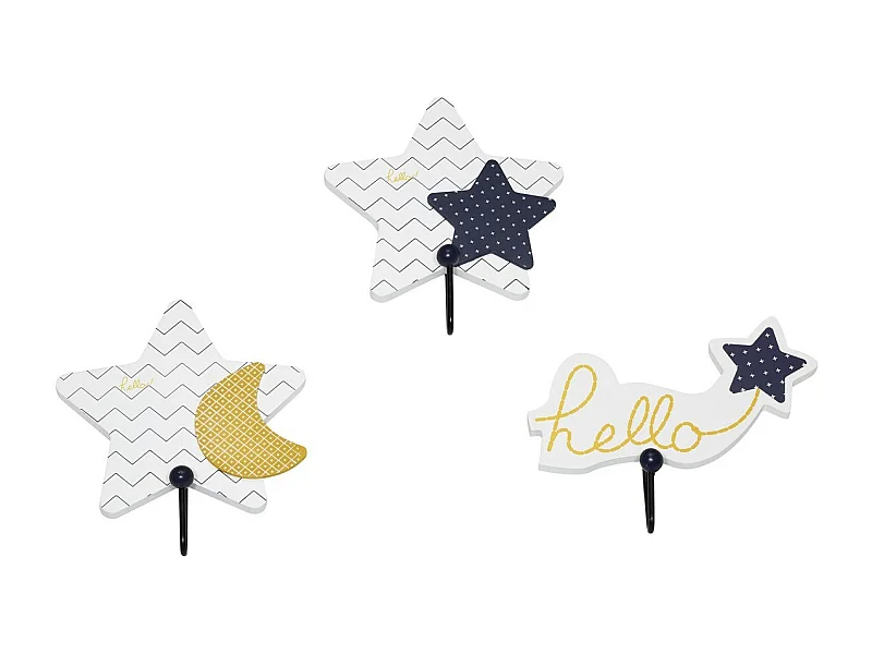 Patères en bois en MDF blancHELLO - Sauthon