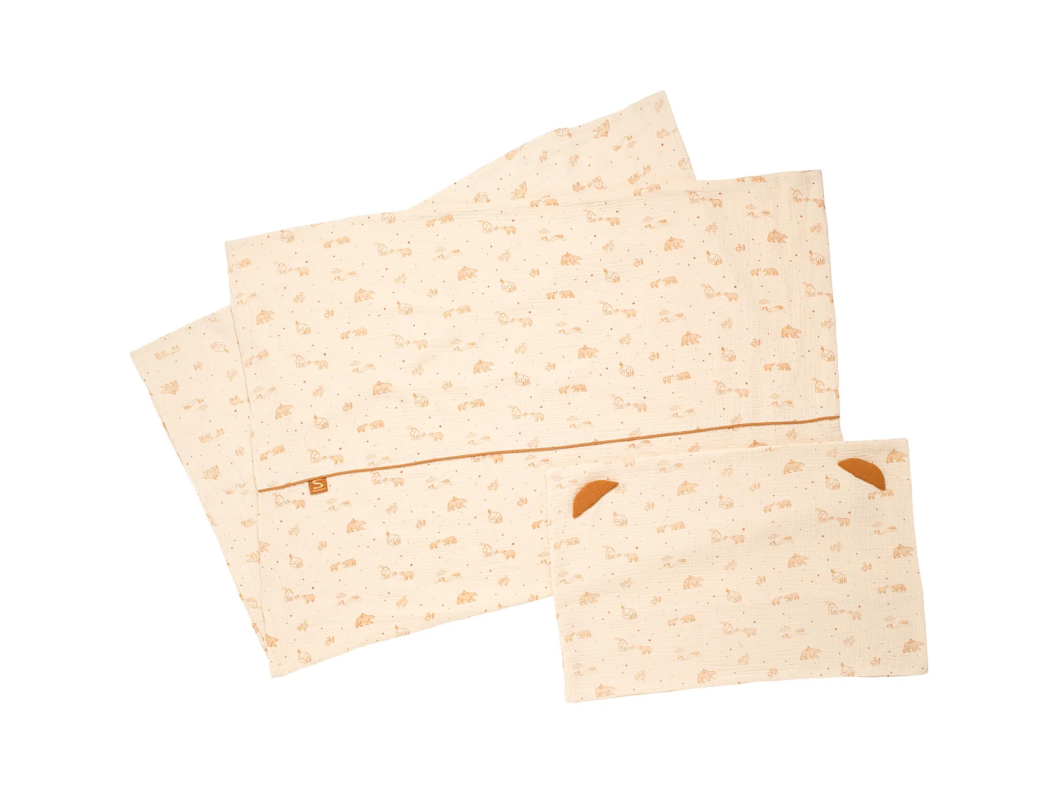 Copripiumino in cotone beige 100x135cm e federa per cuscino