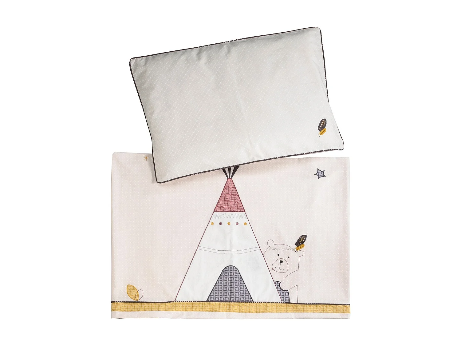 Funda nórdica 100x135cm y funda de almohada en algodón beige