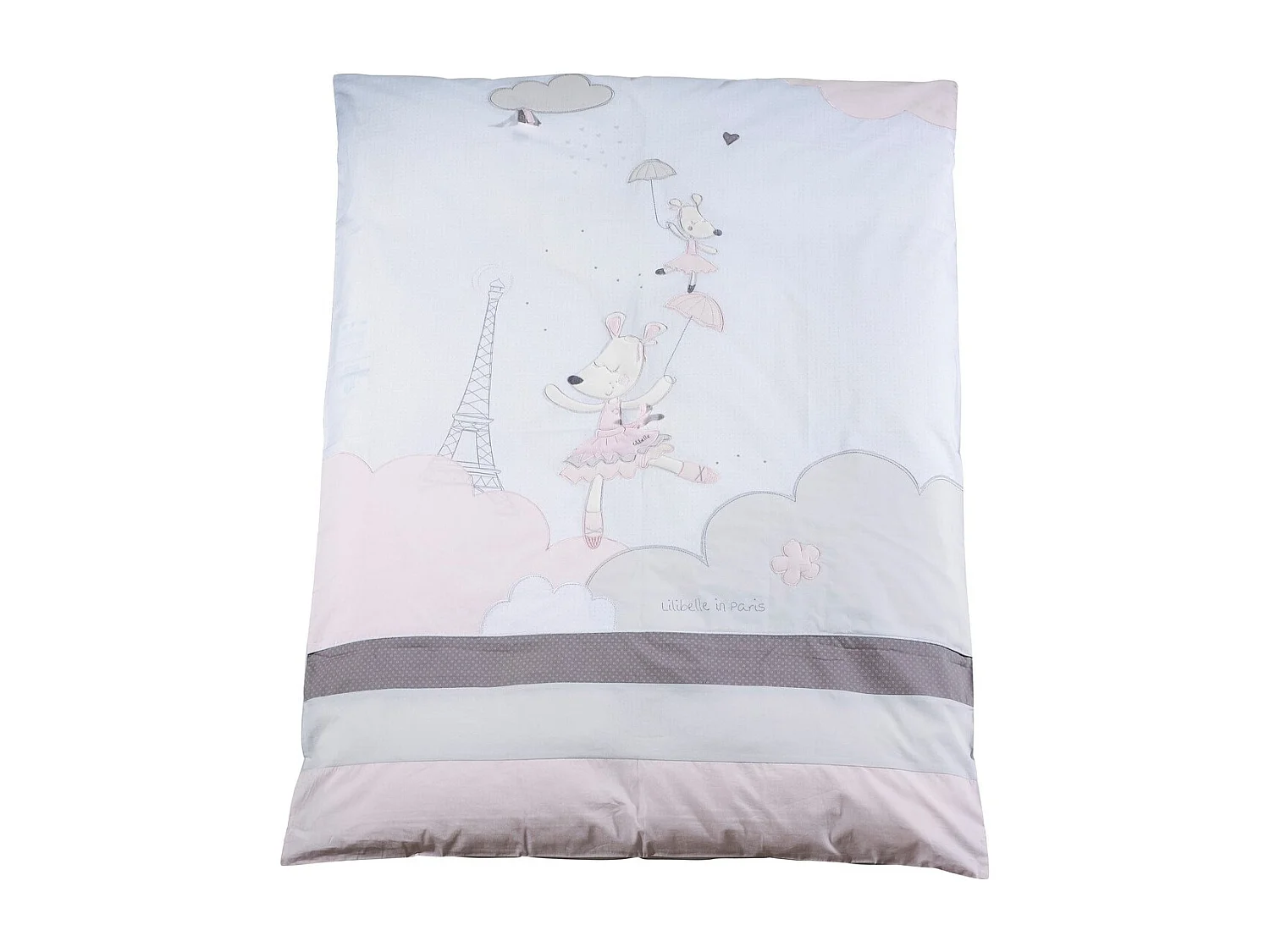 Housse de couette 100x135cm et taie en coton blanc LILIBELLE - Sauthon