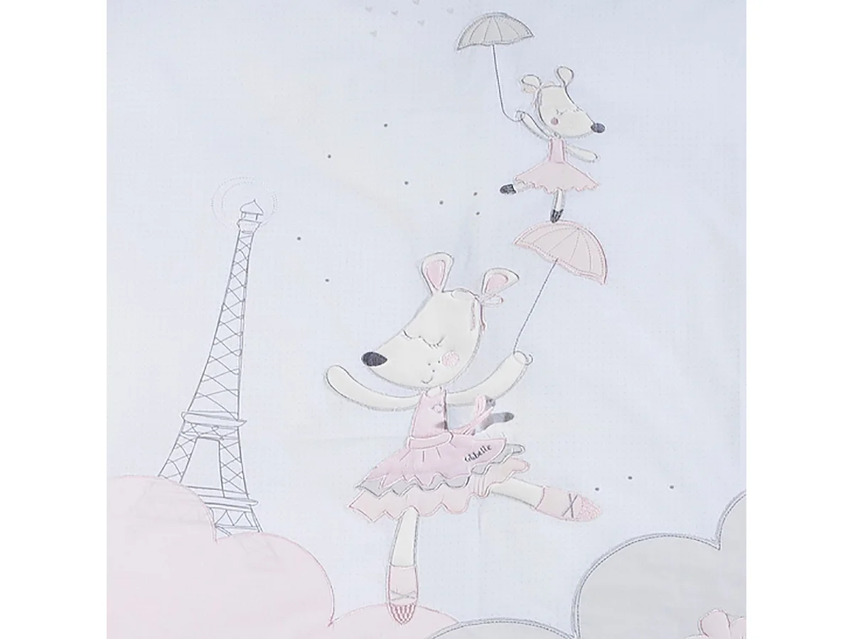 Housse de couette 100x135cm et taie en coton blanc LILIBELLE - Sauthon