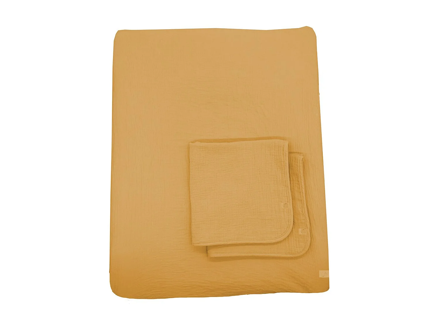 Housse de matelas à langer 52x68x6cm et langes coton moutarde SUNLIGHT - Sauthon