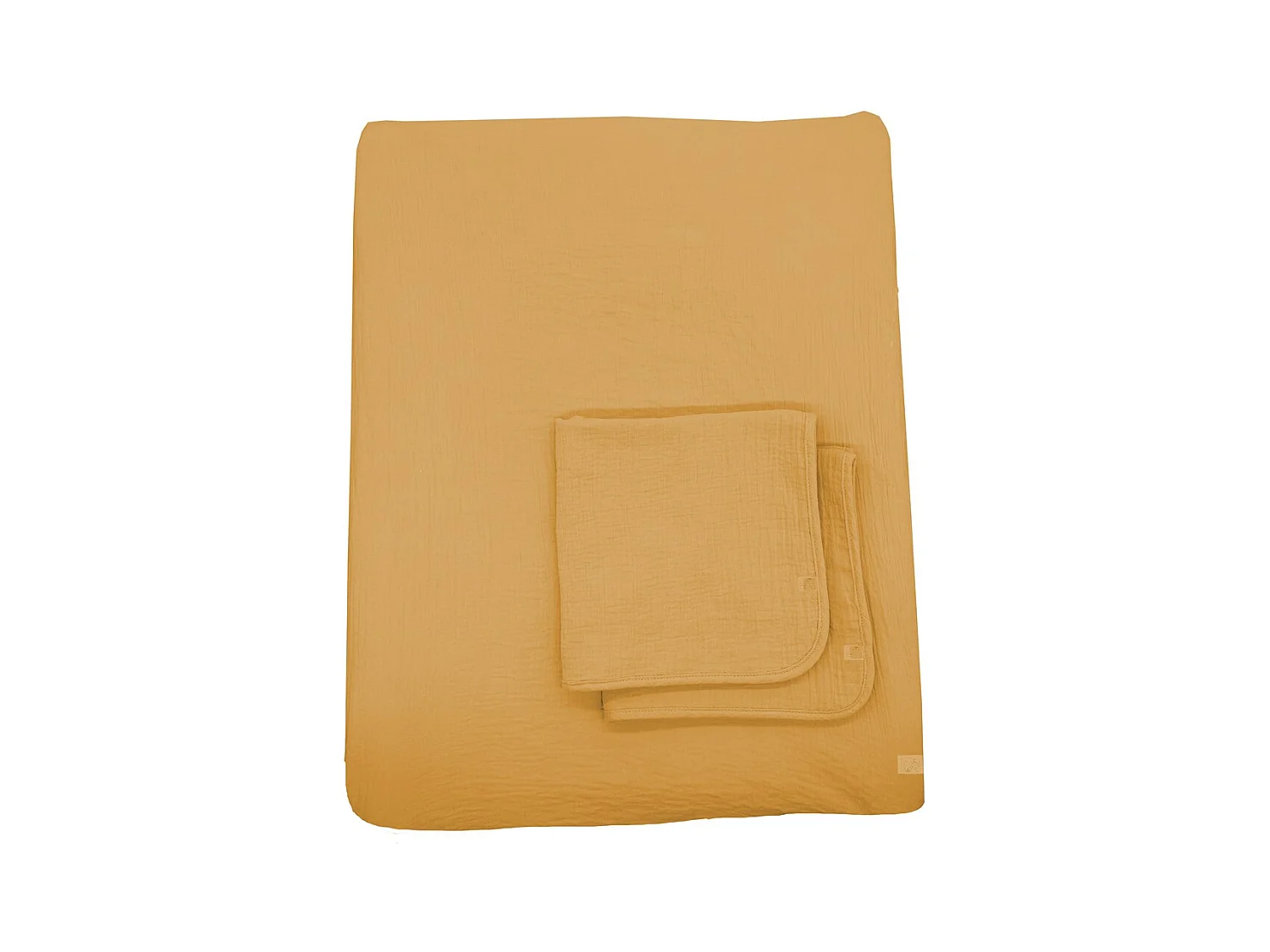 Housse de matelas à langer 52x68x6cm et langes coton moutarde SUNLIGHT - Sauthon