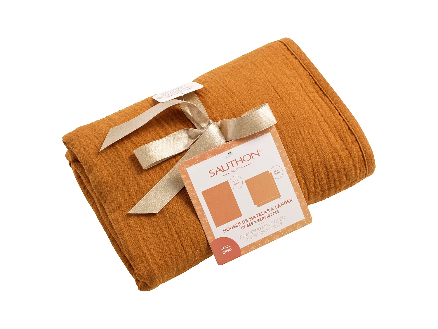 Housse de matelas à langer et linges en gaze de coton ORSINO - Sauthon