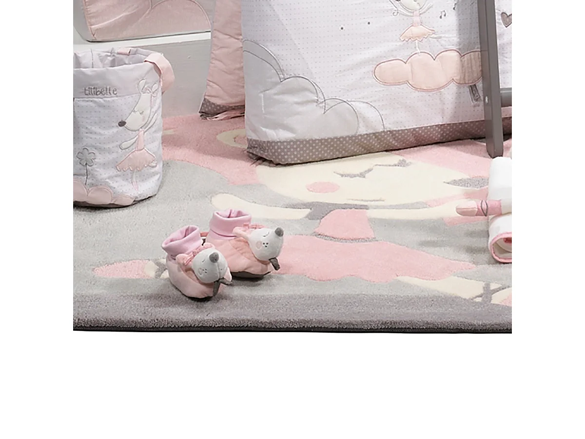 Tappeto da camera trapuntato 130x90cm in acrilico rosa