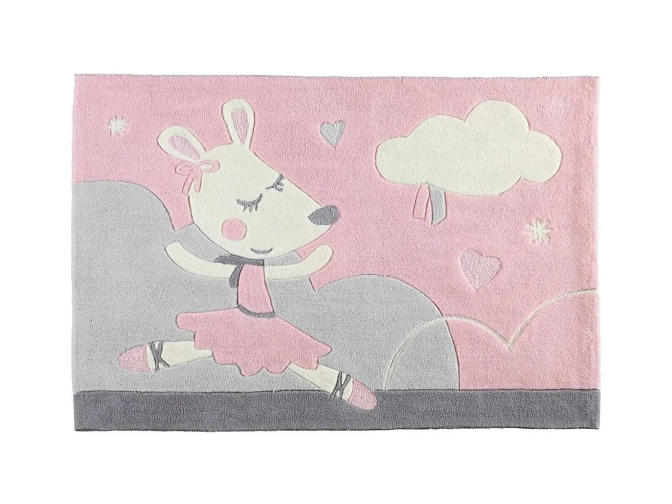 Tapis de chambre tufté 130x90cm en acrylique Rose LILIBELLE - Sauthon