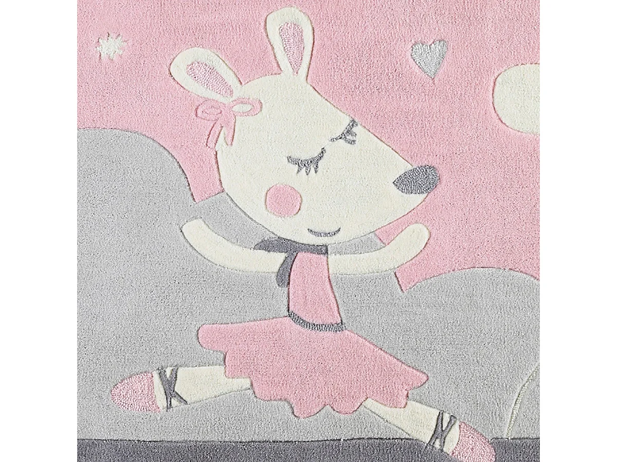 Tappeto da camera trapuntato 130x90cm in acrilico rosa