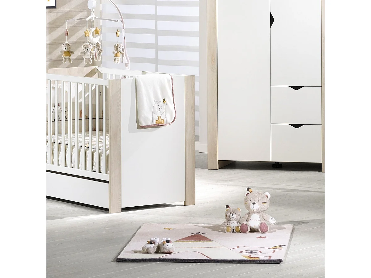 Tapis de chambre enfant Tipi 130x90cm en acrylique beige TIMOUKI - Sauthon