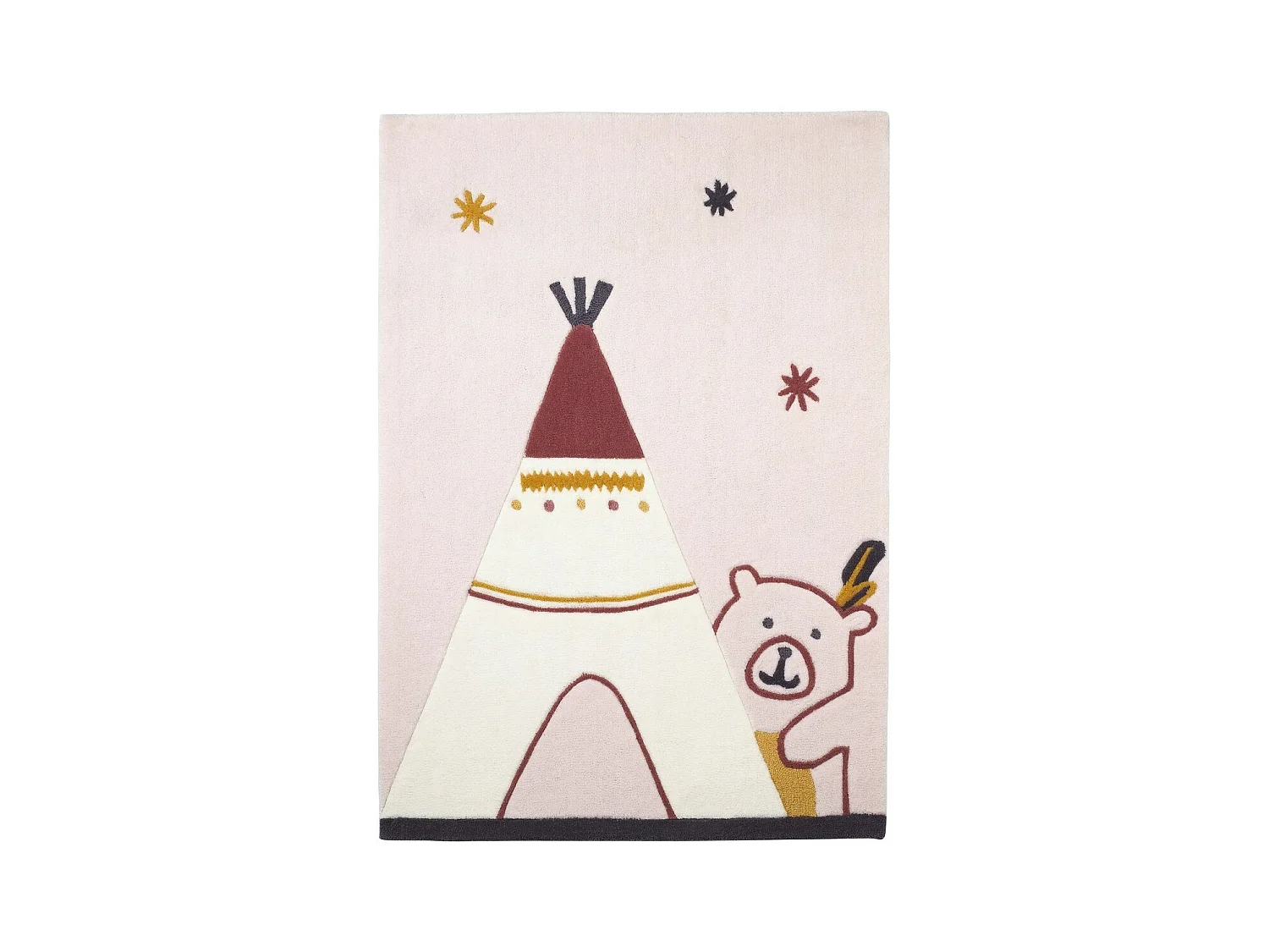 Tapis de chambre enfant Tipi 130x90cm en acrylique beige TIMOUKI - Sauthon