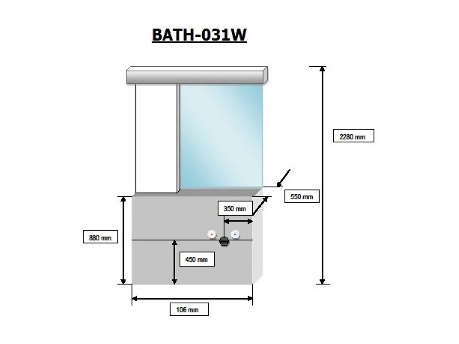 Meuble de salle de bain simple vasque en chêne massif et sa crédence - VÉRONE
