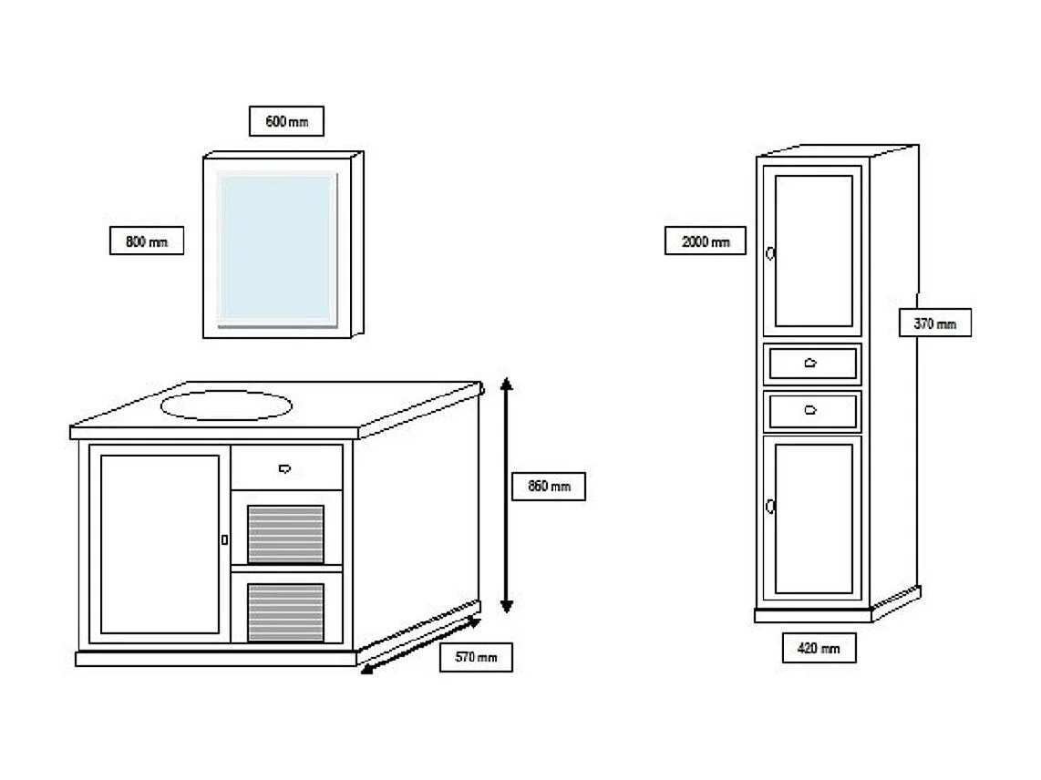 Meuble de salle de bain simple vasque chêne blanchi et pierre L90 - VÉRONE