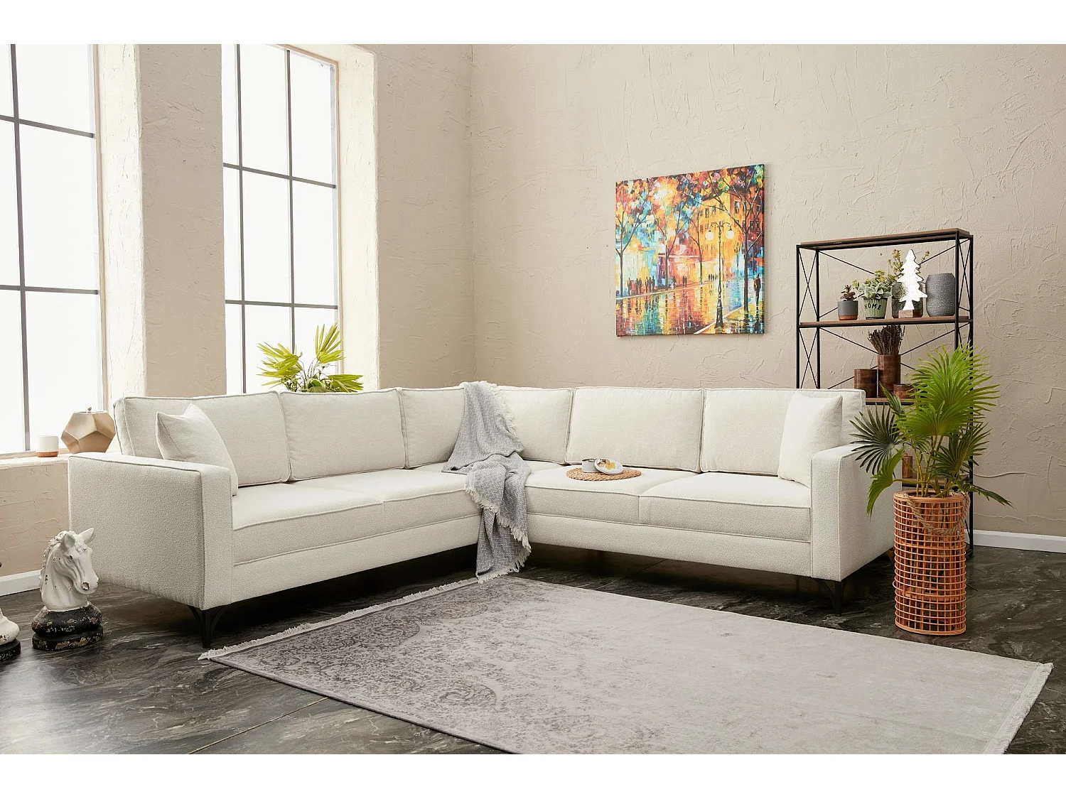 Sofá rinconero Altadena 339, De color marrón claro, 258x258x88cm