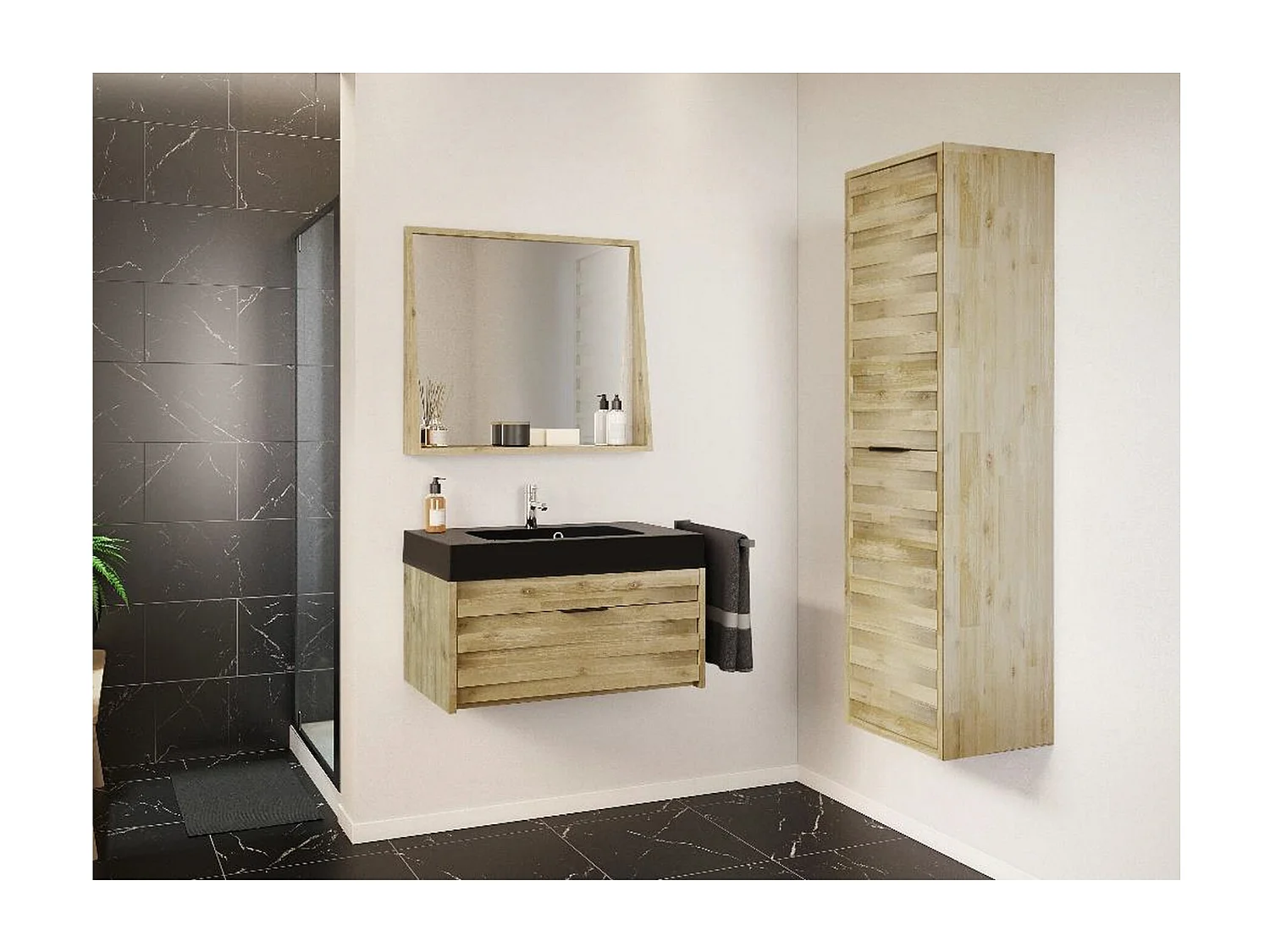 Meuble de salle de bain sous vasque en bois L80 - BENOA