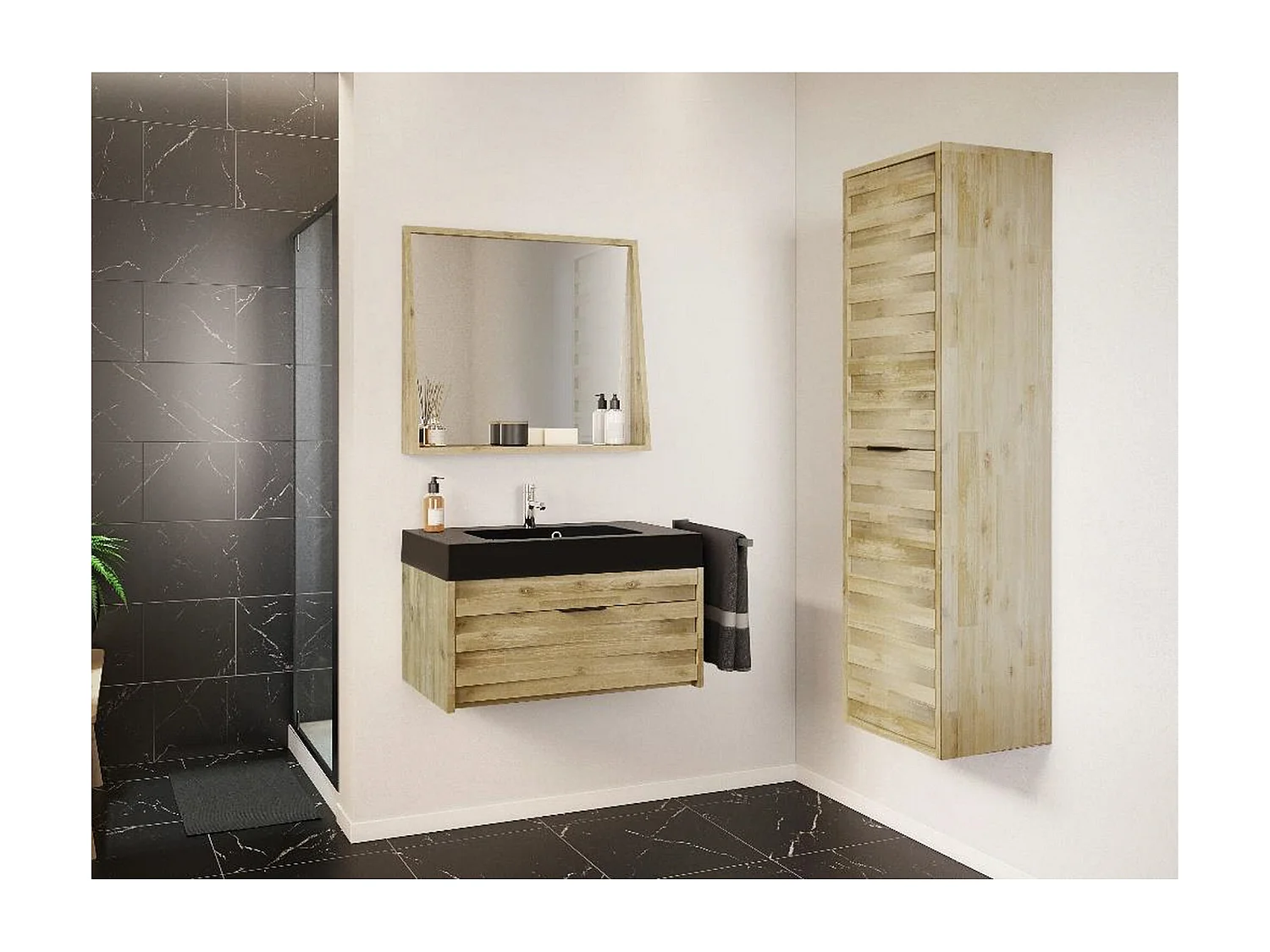 Meuble de salle de bain sous vasque en bois L80 - BENOA