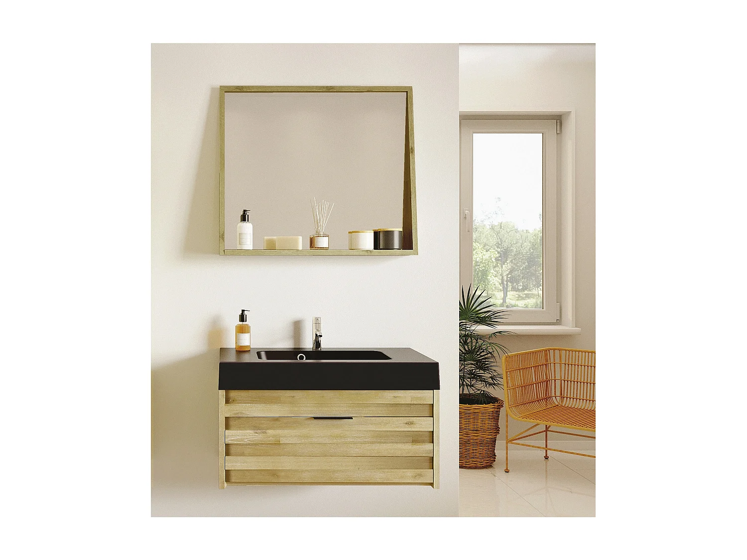 Meuble de salle de bain sous vasque en bois L80 - BENOA