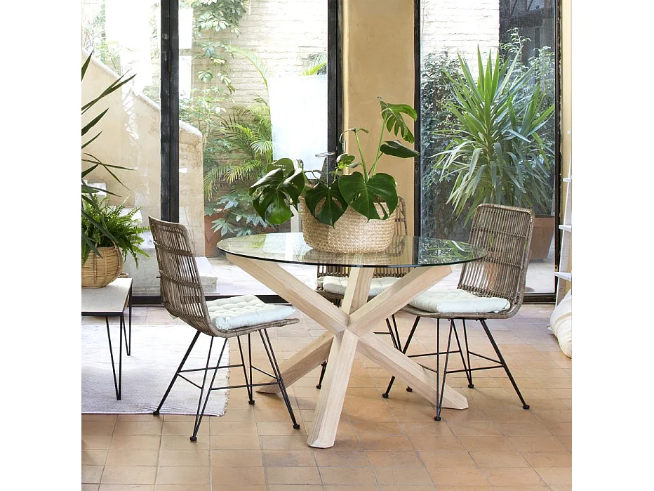 Table à manger en bois massif naturel 120x75