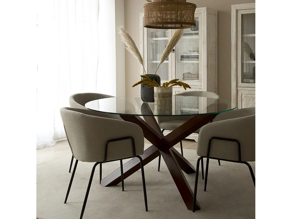 Table à manger en bois massif marron 120x75