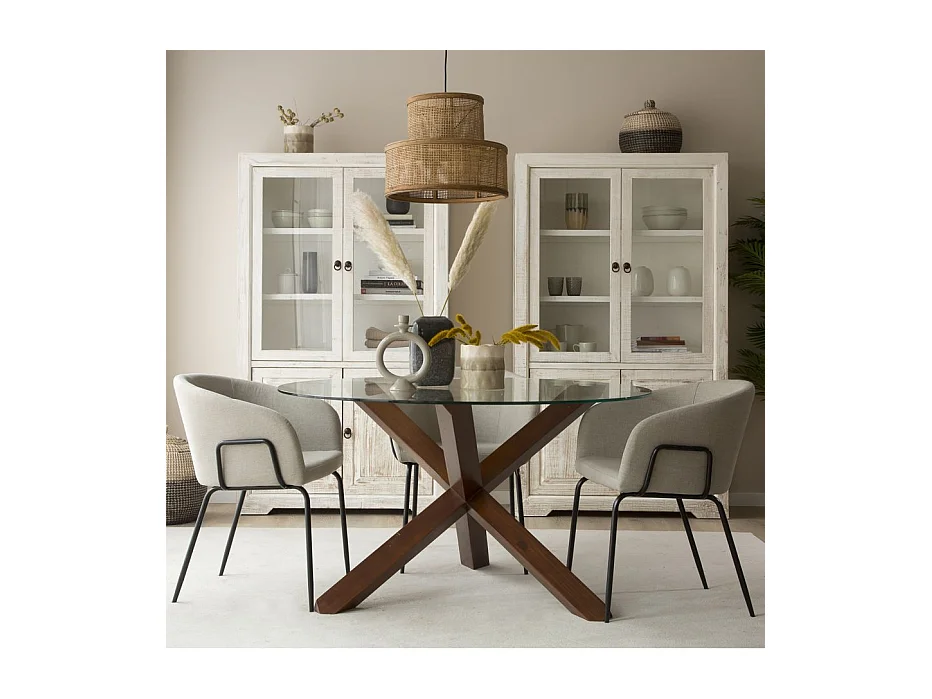 Table à manger en bois massif marron 120x75