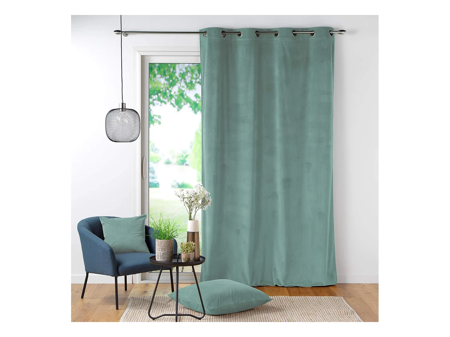 Unifarbener Siebvorhang aus Cordsamt 140 x 260 cm
