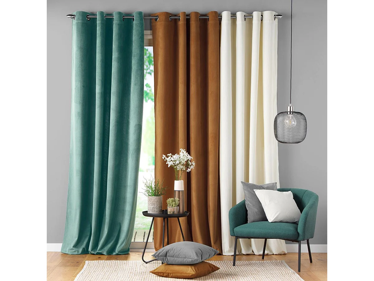 Unifarbener Siebvorhang aus Cordsamt 140 x 260 cm