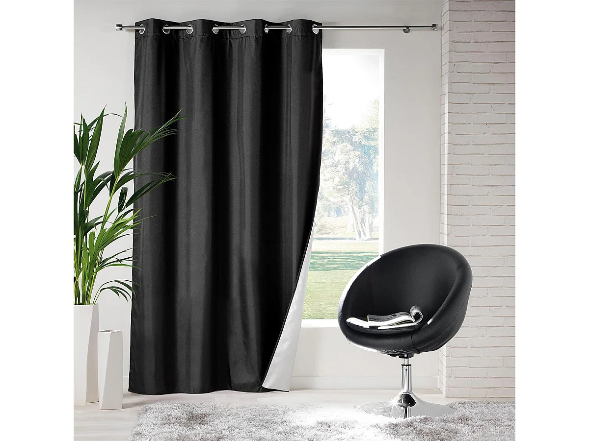 Rideau Isolant à Œillets "Icemount" 140x260cm Noir