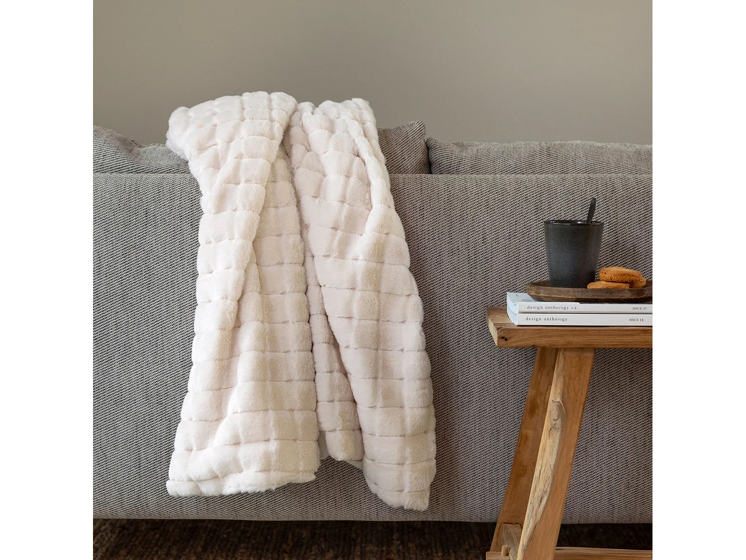 Plaid Squares écru 130x170 cm