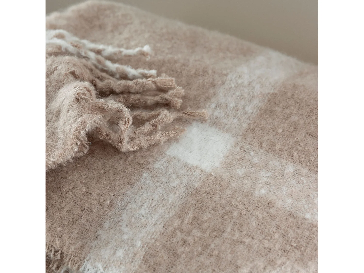 Plaid à carreaux taupe 130x170 cm