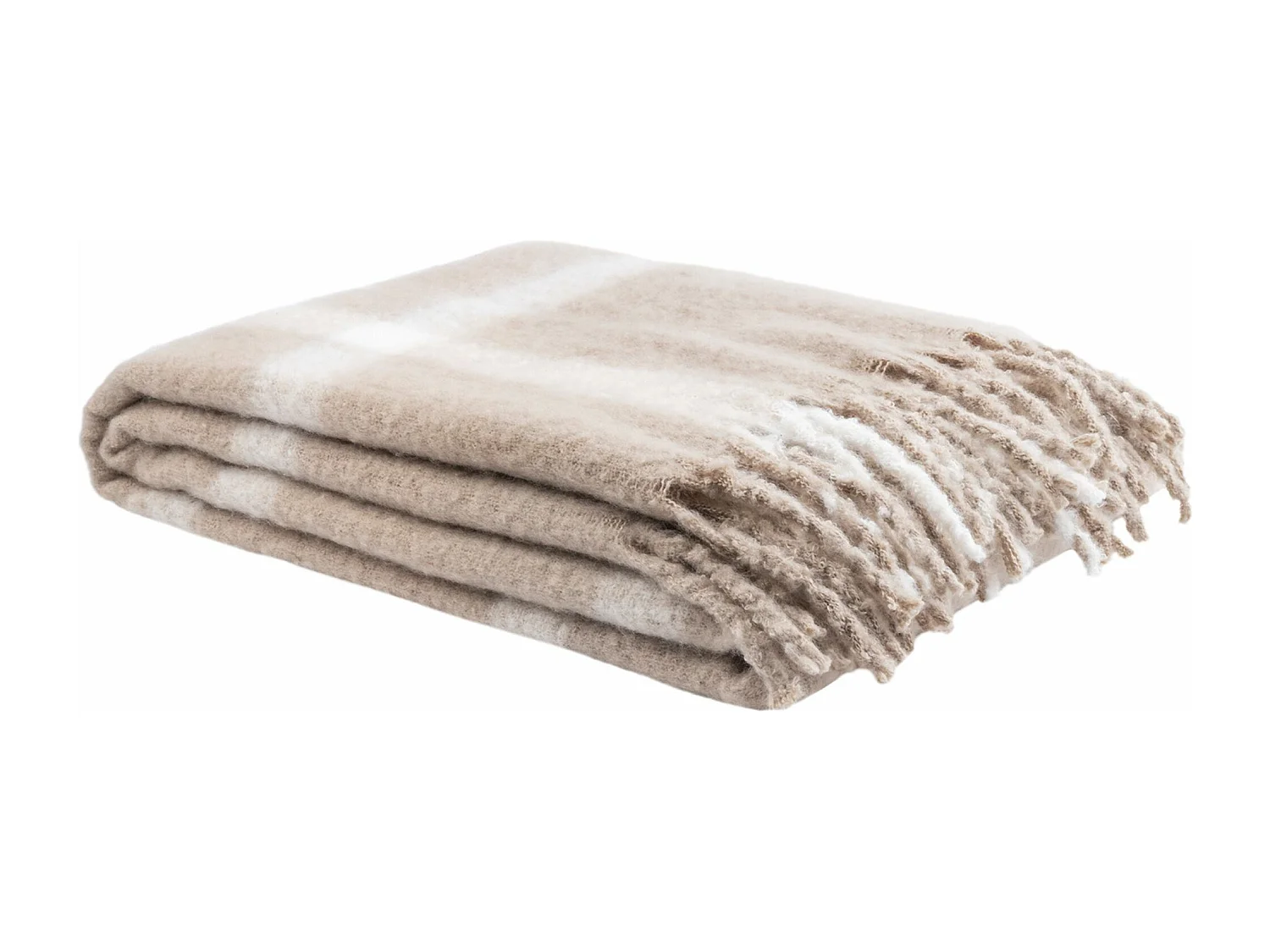 Plaid à carreaux taupe 130x170 cm