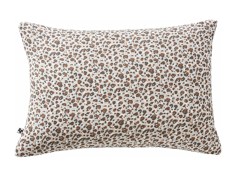 Taie d'oreiller gaze de coton imprimé léopard 50x70