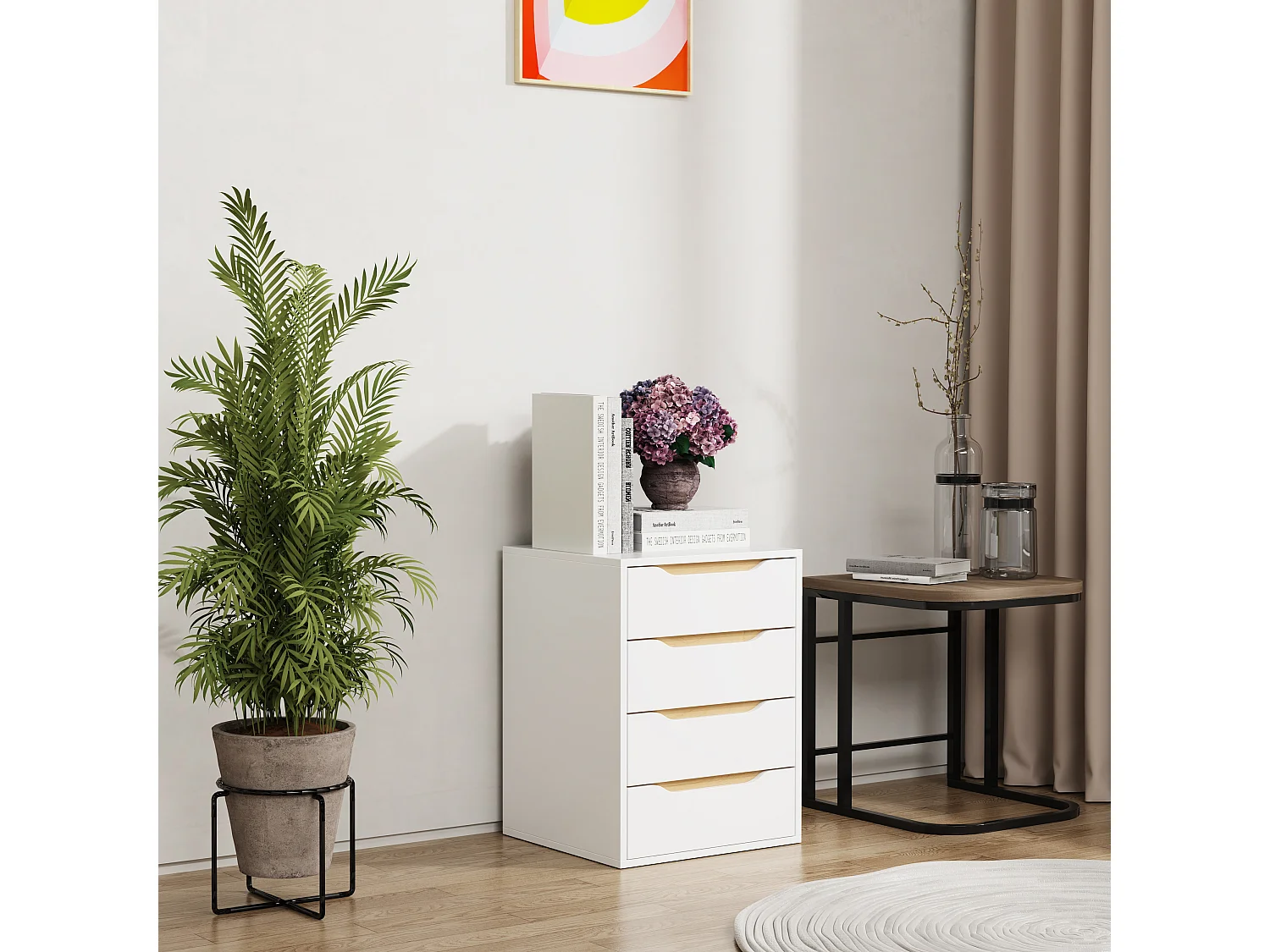 Armário de cabeceira VCM | mesa de cabeceira | mesa de cabeceira | dimensões aprox. A. 61 x L. 46 x P. 42 cm - Malira M (Branco / Carvalho Mel)