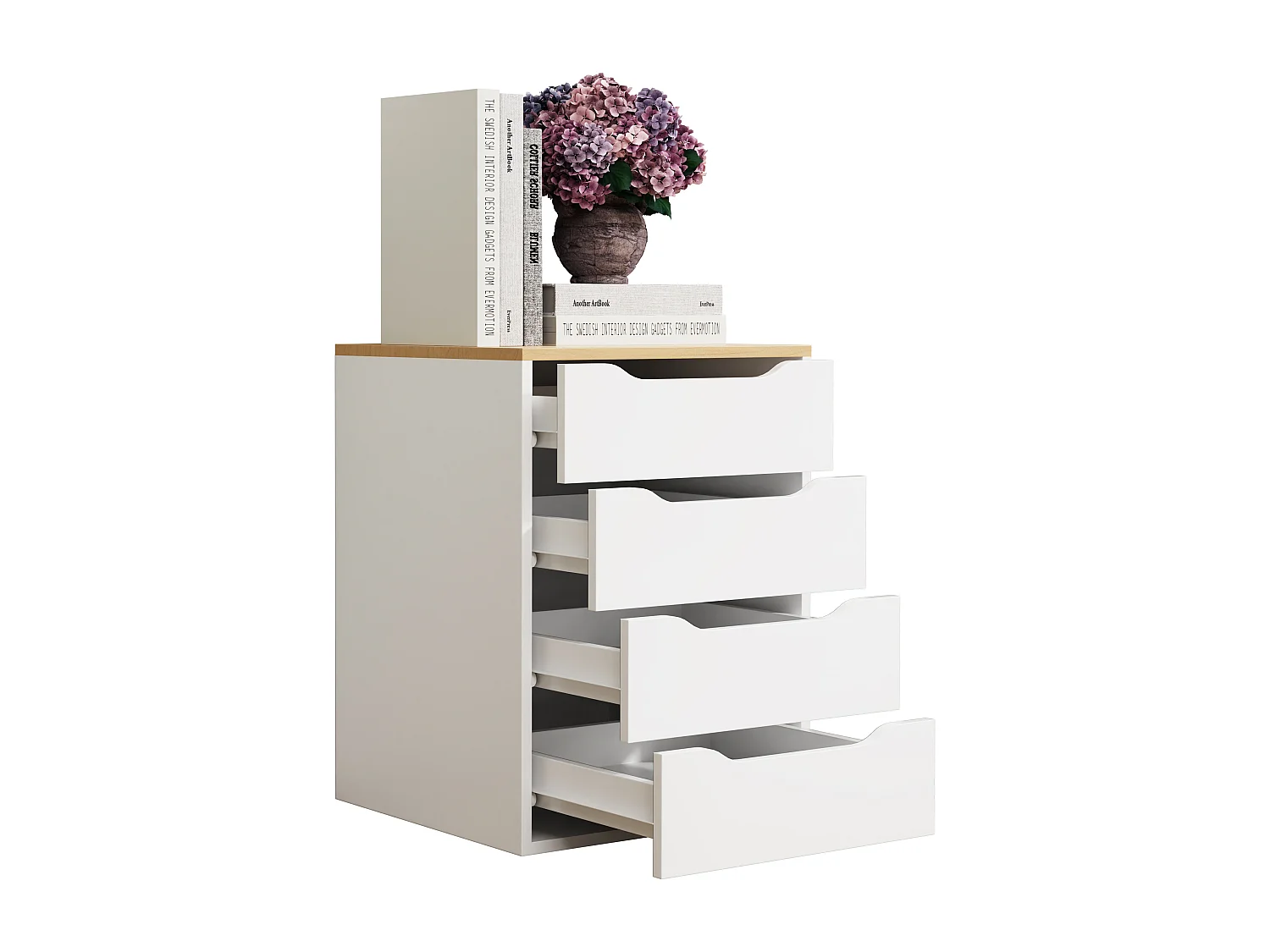 bedside table Malira White / Honey oak H. 61 x W. 46 x D. 42 cm