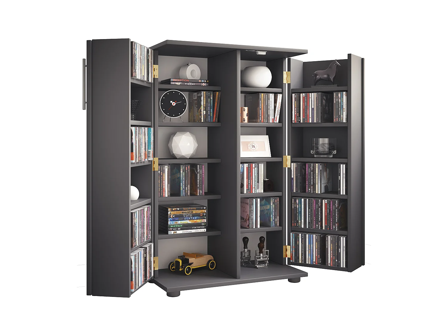 Holz Schrank CD DVD Regal abschließbar Engalo XL