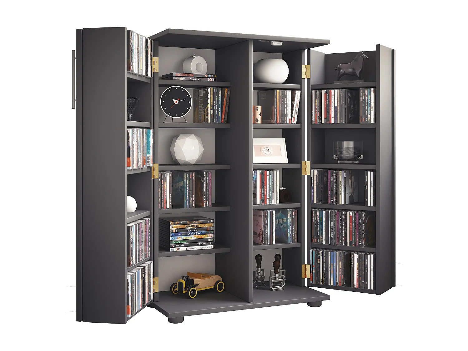 CD / DVD Media Shelf Engalo Anthracite H. 93 x W. 60 x D. 31 cm