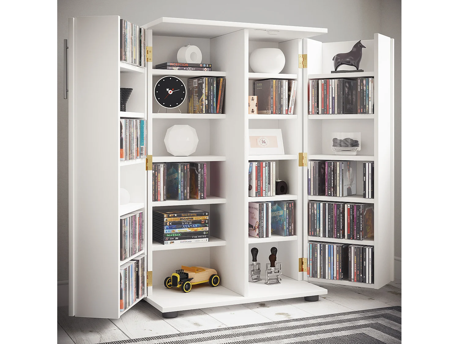 Holz Schrank CD DVD Regal abschließbar Engalo XL