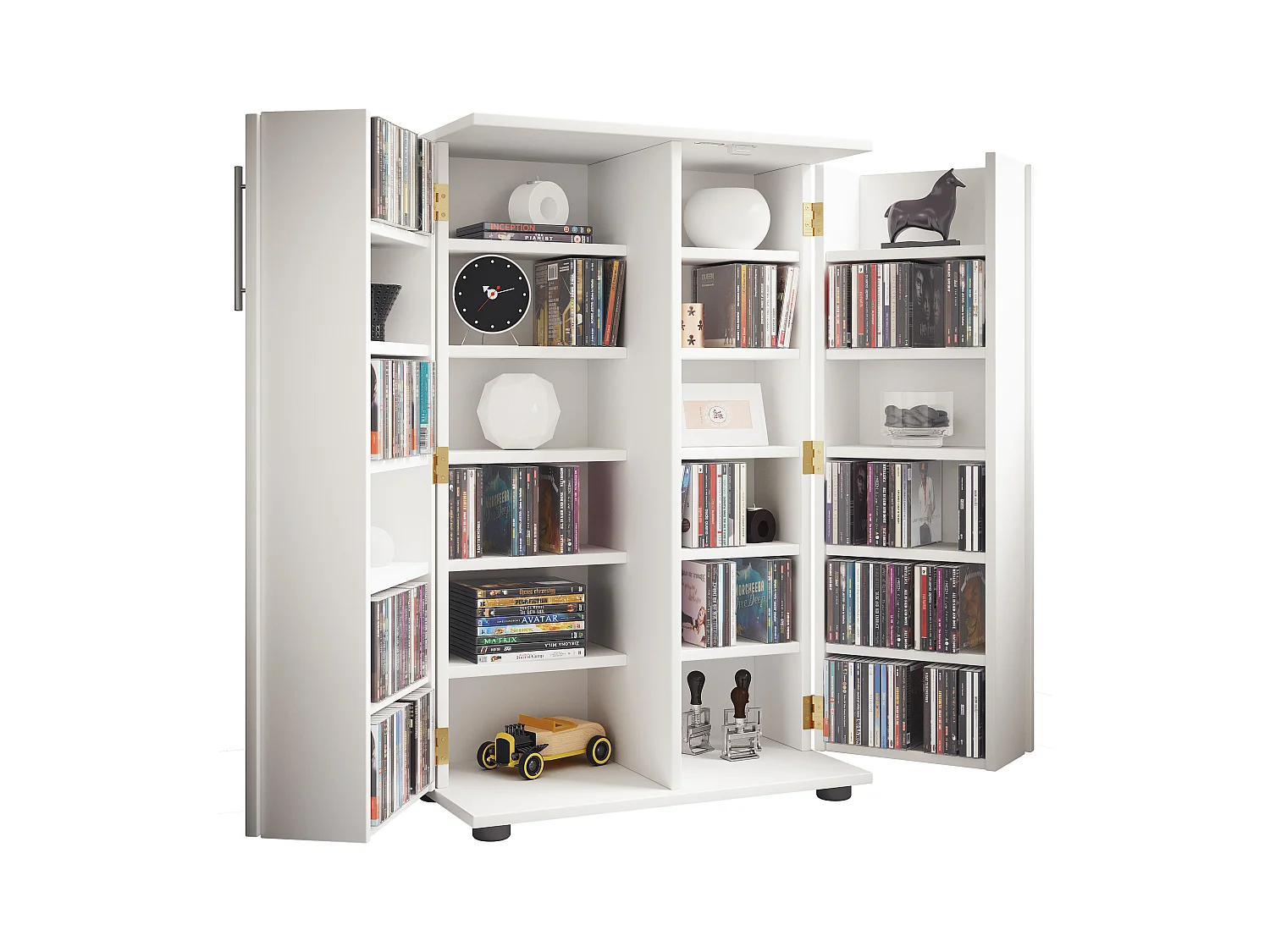 CD / DVD Media Shelf Engalo White H. 93 x W. 60 x D. 31 cm