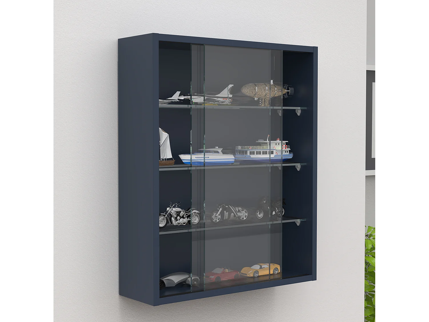 Wall display cabinet Drivalo Anthracite H. 60 x W. 50 x D. 15 cm