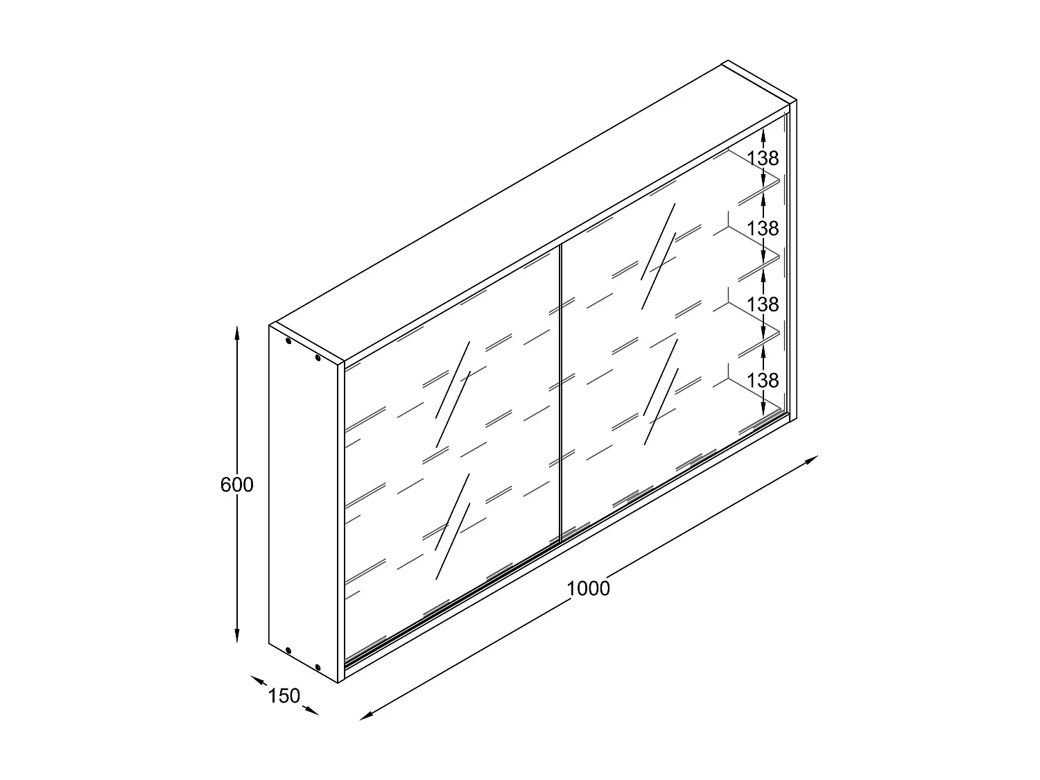 Wall display cabinet Drivalo Anthracite H. 60 x W. 100 x D. 15 cm