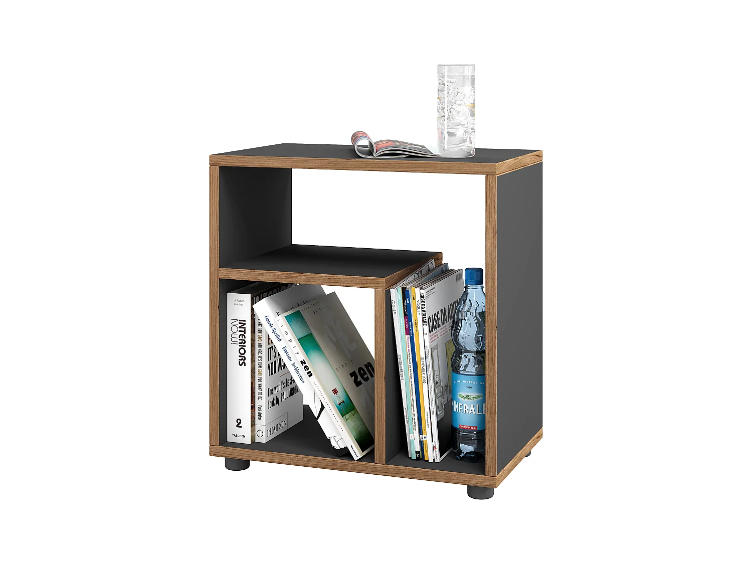 Side table & coffee table Zeito Anthracite / honey oak H. 55 x W. 50 x D. 30 cm