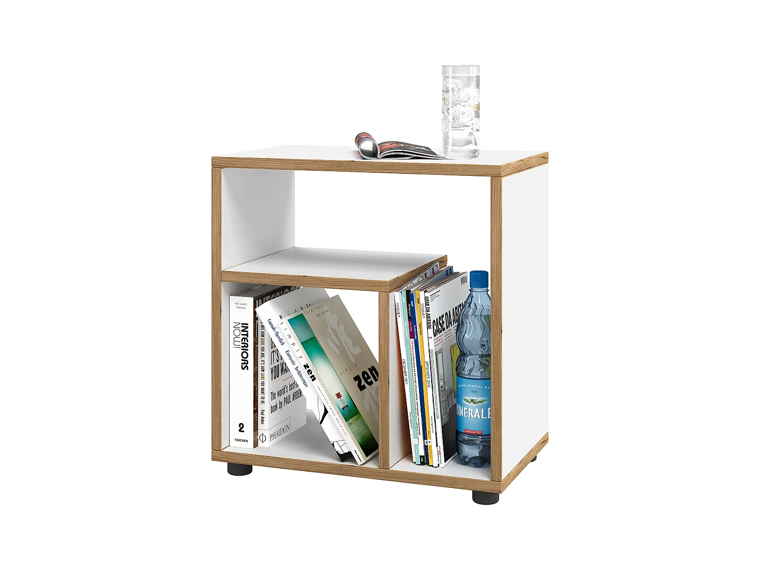Side table & coffee table Zeito White / Honey oak H. 55 x W. 50 x D. 30 cm