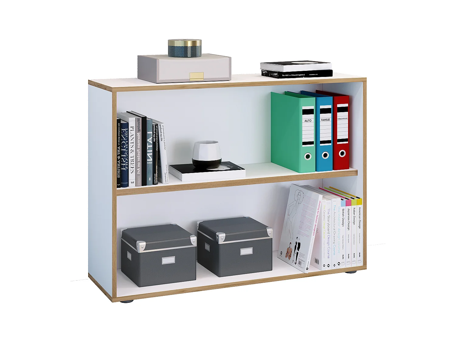 Holz Büro Regal Bücher Ordner Aktenregal Salia 2f