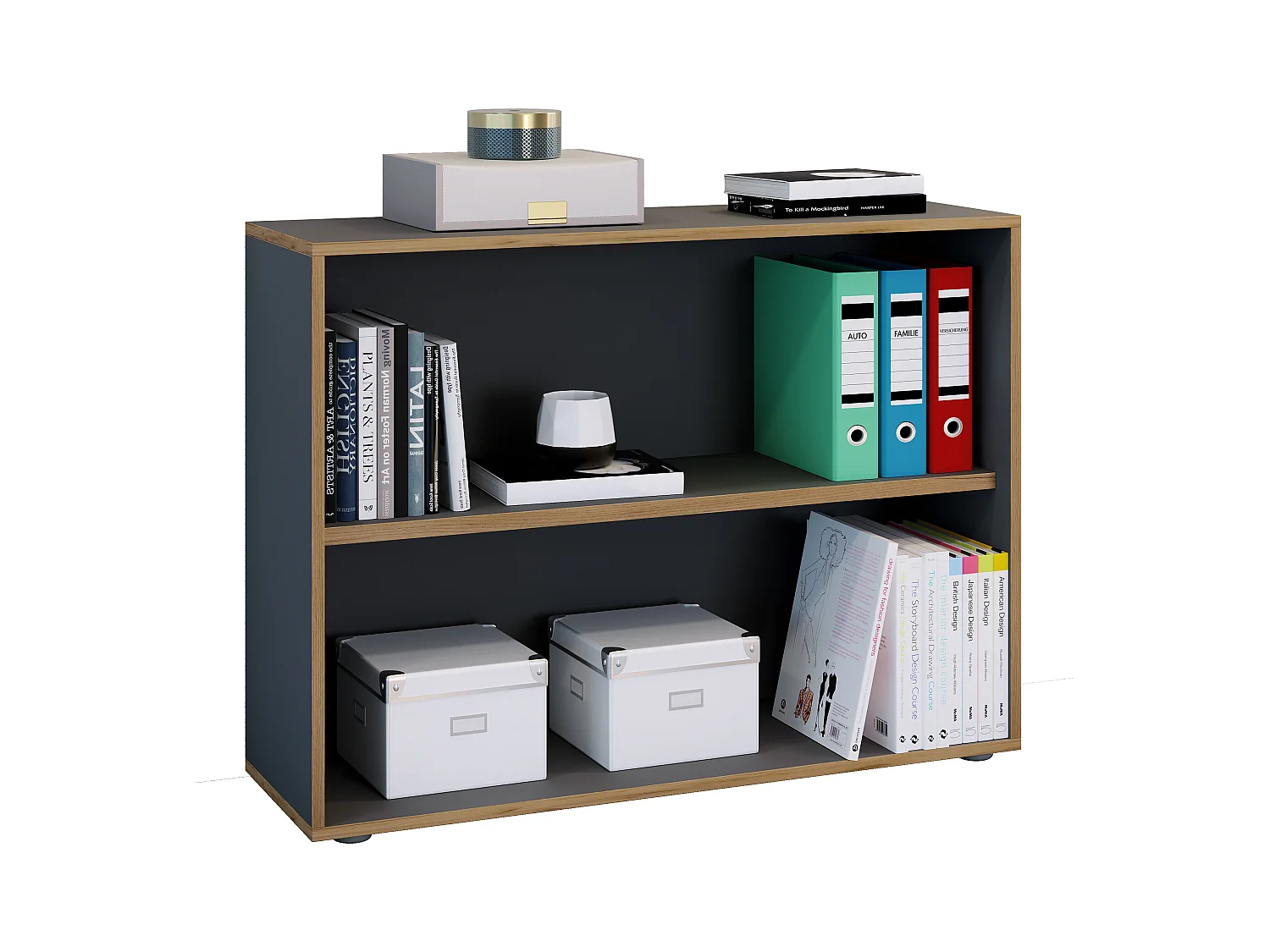 Office Shelf & Bookcase Salia Anthracite H. 74 x W. 100 x D. 33 cm