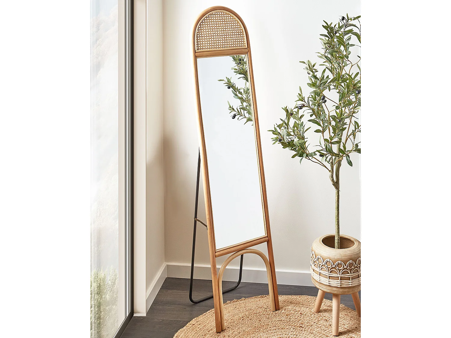 Miroir sur pied BRUSSEY 170 cm Rotin Naturel