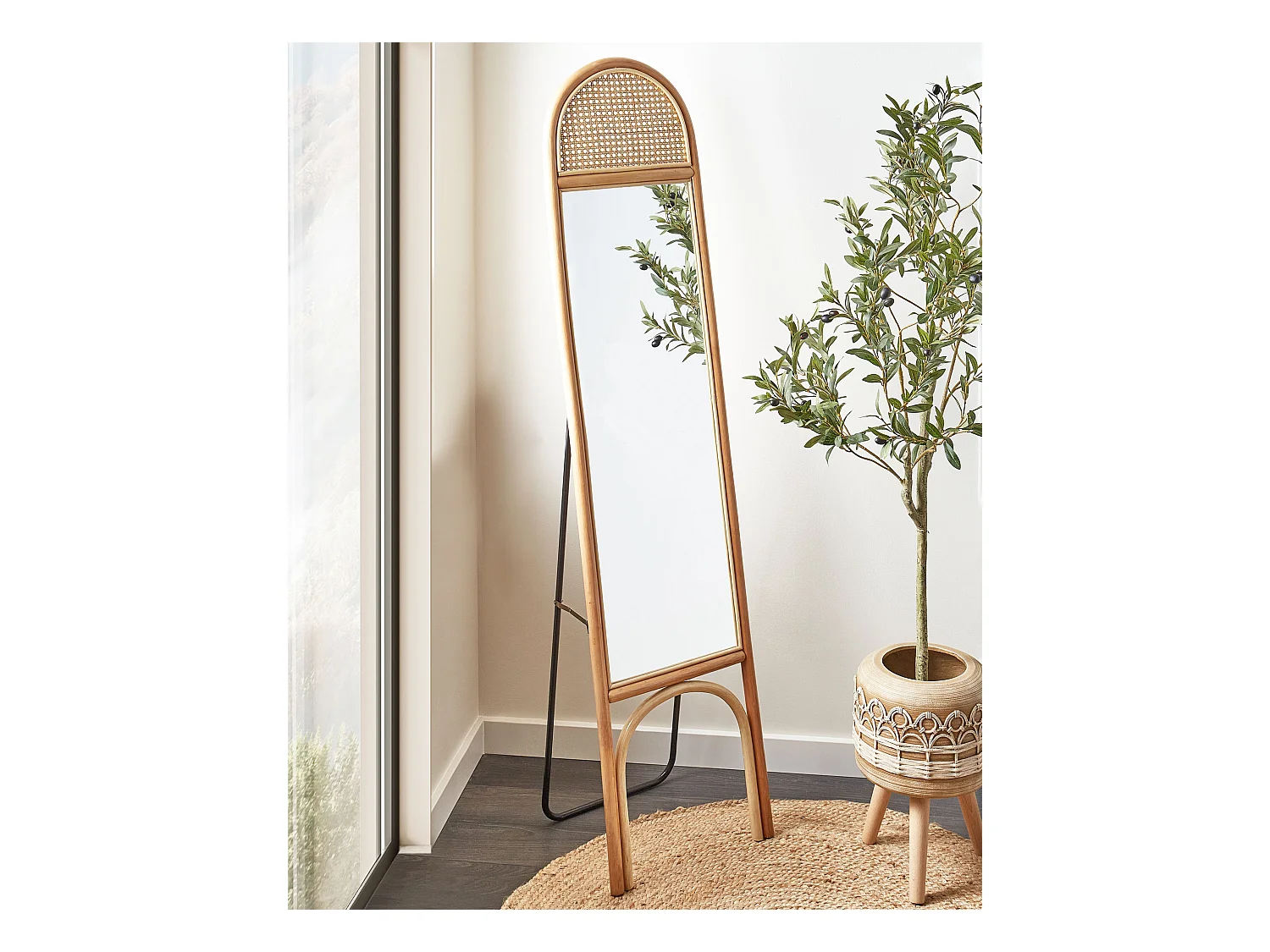 Staande spiegel BRUSSEY 170 cm Rotan Natuurlijk