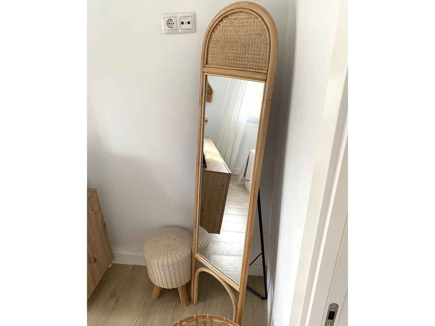 Standspiegel BRUSSEY 170 cm Rattan Naturfarben