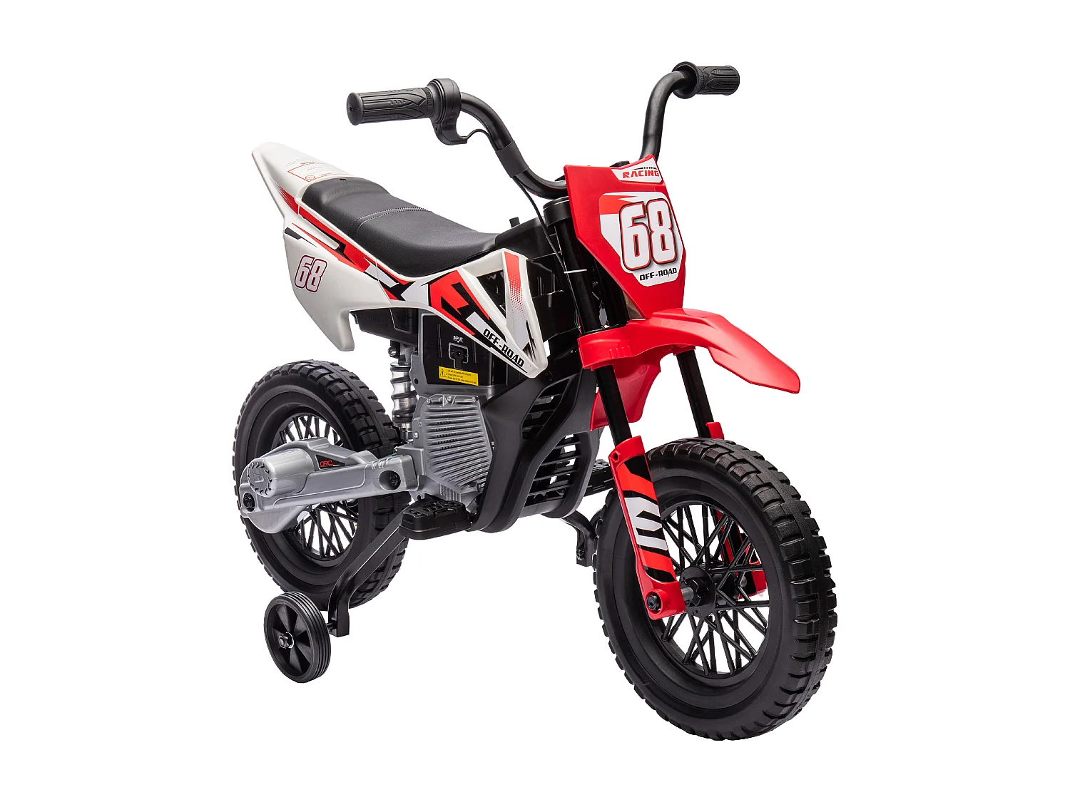 Moto cross électrique dirt bike enfant 12V 2 moteurs 2 vitesses 2,4-5 Km/h musiques rouge