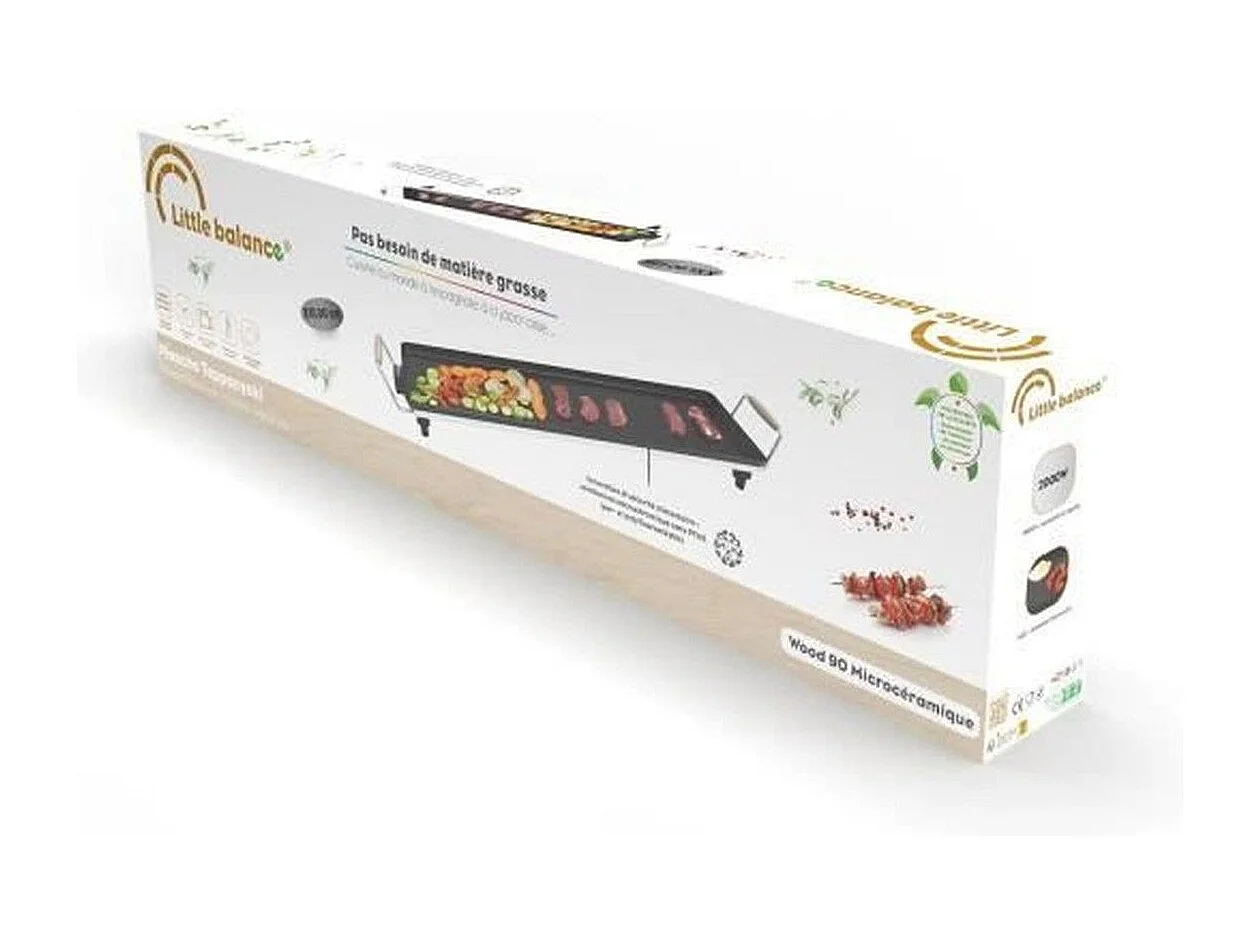 Plancha - LITTLE BALANCE - 8742 - Wood 90 - Poignées bois - 2000 W - 90 cm