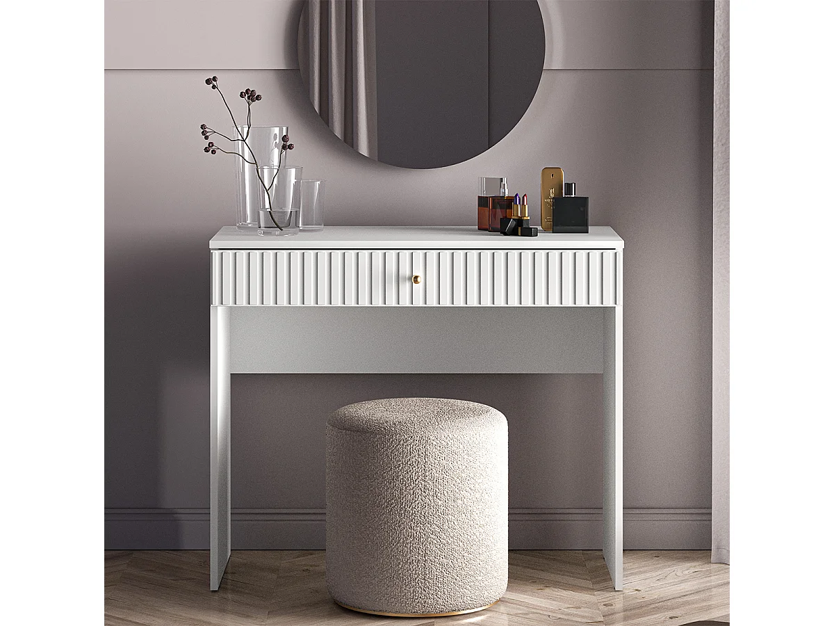 Console coiffeuse 1 tiroir Luor Blanc
