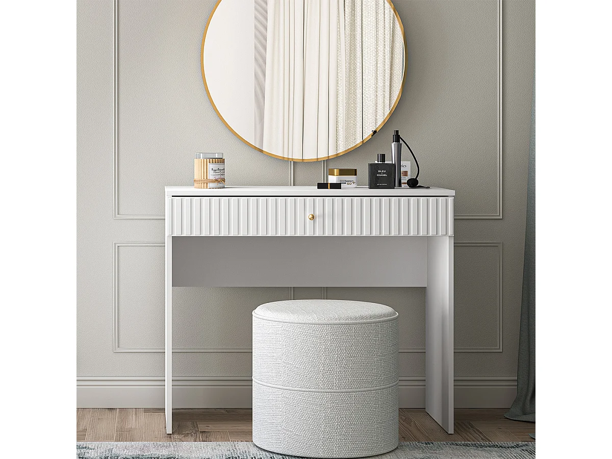 Console coiffeuse 1 tiroir Luor Blanc