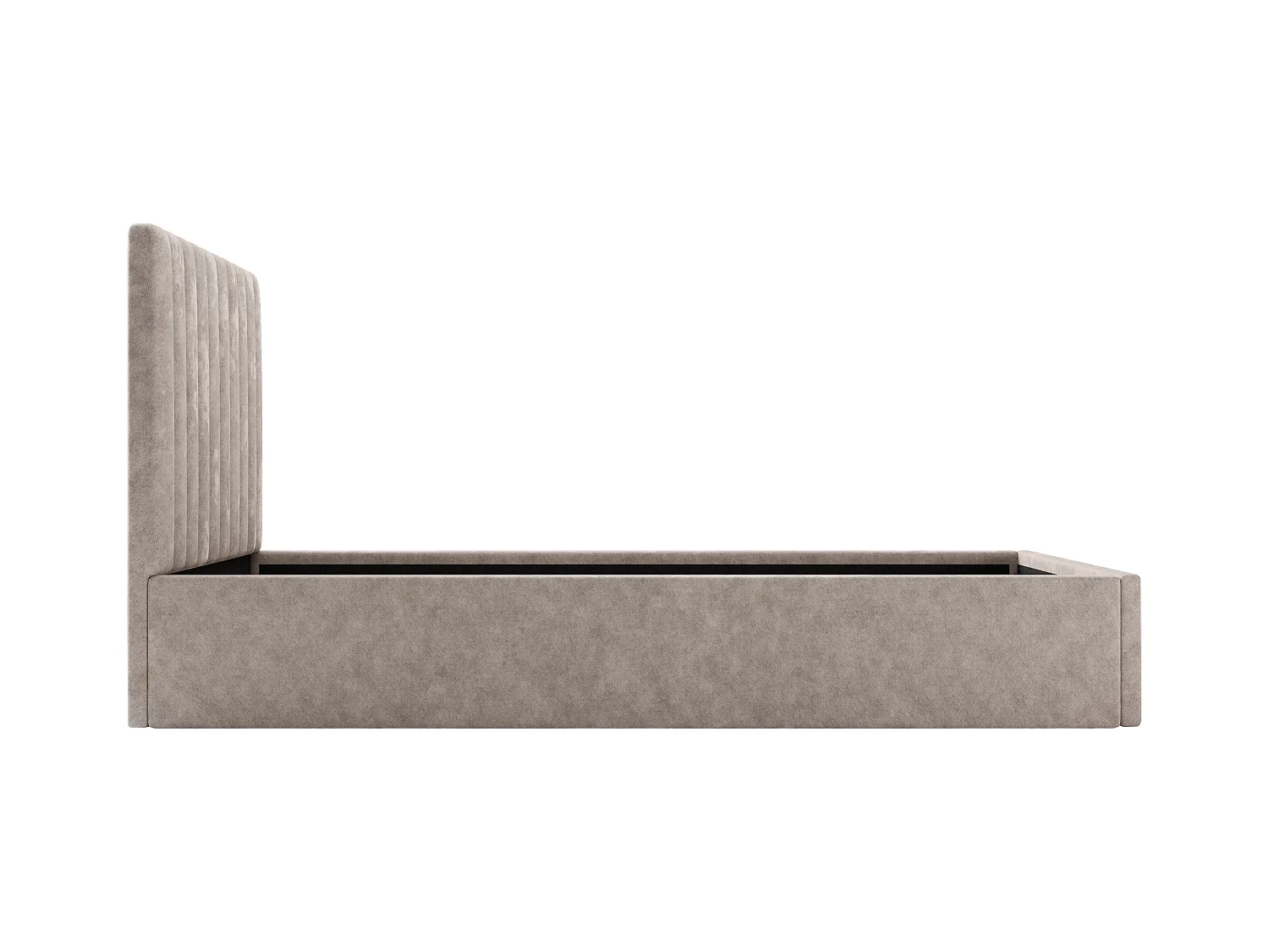 Bed met opbergruimte 90 x 190 cm met hoofdbord met verticale stiksels - Stof - Beige + matras - SARAH